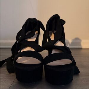 Fashion Nova Black Platform Lace-Up Heels